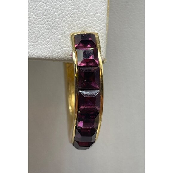 Givenchy Gold-Plated Hoop Earrings With Amethyst-Colored Crystal Accents - Picture 3 of 7